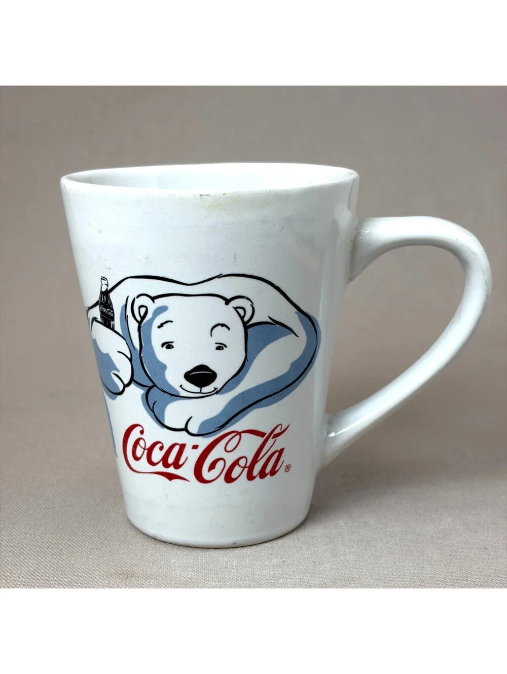 Vintage 2003 Coca Cola Polar Bear Coffee Mug Gibson Ceramic Latte Cup 4.75 in